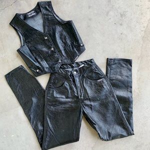 Vintage Pleather Rockies Pants and Vest